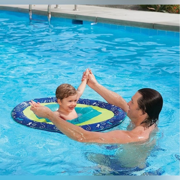 SwimWays Baby Spring Float, Blue and Green Baby Pool Float - Picture 1 of 6